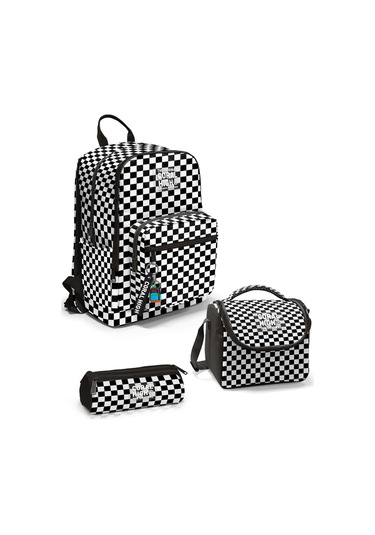 Coral High Siyah Beyaz Dama Desenli 3 Lü Okul Çanta Seti Set0123677 Siyah - Beyaz