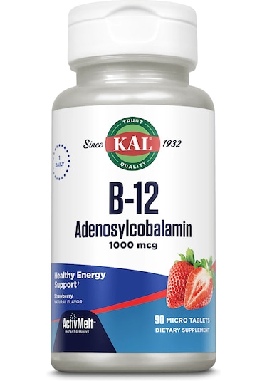 B-12 Adenosylcobalamin, Strawberry, 1,000 Mcg, 90 Micro Pastil Adenosylcobalamin B12 Vitamini Premı.um