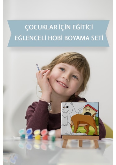 Sevimli Köpek Çocuk Eğitici Tuval Boyama Hobi Seti