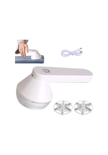Elektrikli Tüy Alma Makinesi, Usb Şarjlı, Kazak Tıraş Makinesi Beyaz