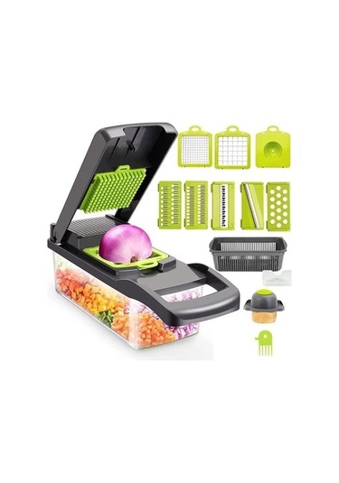 Moveevo Ev Mutfak Çok Fonksiyonlu Sebze Doğrayıcı - Patates Dilimleyici, Ispanak Jülyenleyici, Sebzeleri Kıvırma, Dilimleme, Kıyma Aleti 4 Bıçaklı, Kaymaz Tabanlı Diğer