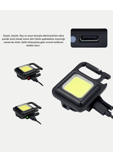 Csmtex Usb Type-c Şarjlı Mini Fener Manyetik, Katlanabilir Ve Şişe Açacaklı Tasarım