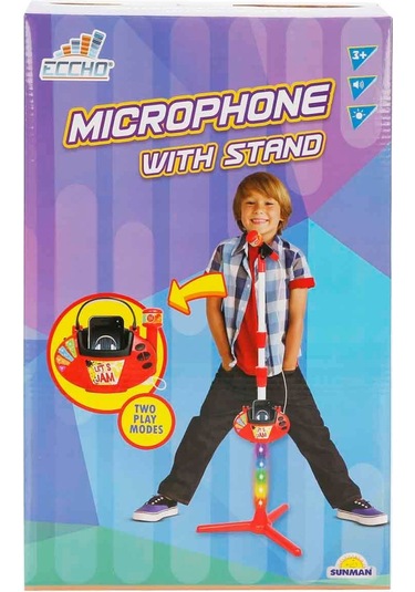 Sahne Artık Evde Müzikli Ve Işıklı Ayaklı Kırmızı Mikrofon İle Eğlence Başlasın