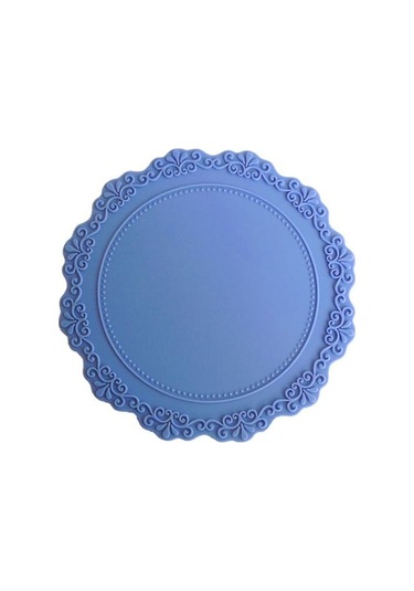 Açık Mavi Yemek Placemat Yuvarlak Restoran Malzemeleri Yeniden Kullanılabilir Lekeye Dayanıklı Masa Mat Trendy Haşlanma Önleyici Açık Mavi