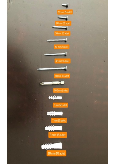292 Parça 12 Çeşit Vida Seti, Dübelli Sunta Vidası,takım Çantalı
