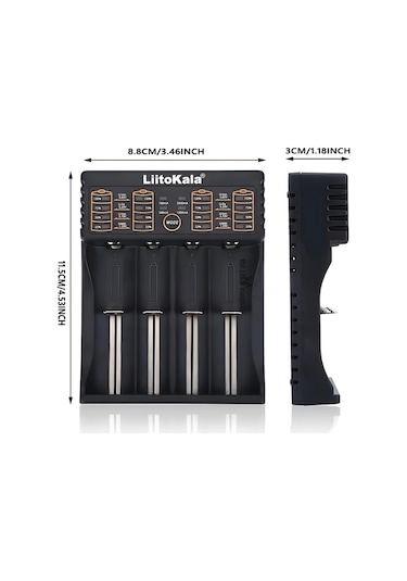 Xuweiwei Siyah 4 Yuvalı Hızlı Şarj Cihazı 18650 Aaa Nikel Kadmiyum Lityum İyon Piller İçin Led Ekranlı 3.7v 3.2v 1.2v Akıllı Tanıma