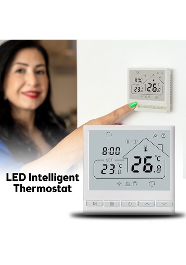 Ximistore9 Beyaz Wifi Tuya Uygulamalı Akıllı Termostat 3a Su Isıtma - 6 Zaman Programı, Led Ekran, Amazon & Google Home Ses Kontrolü