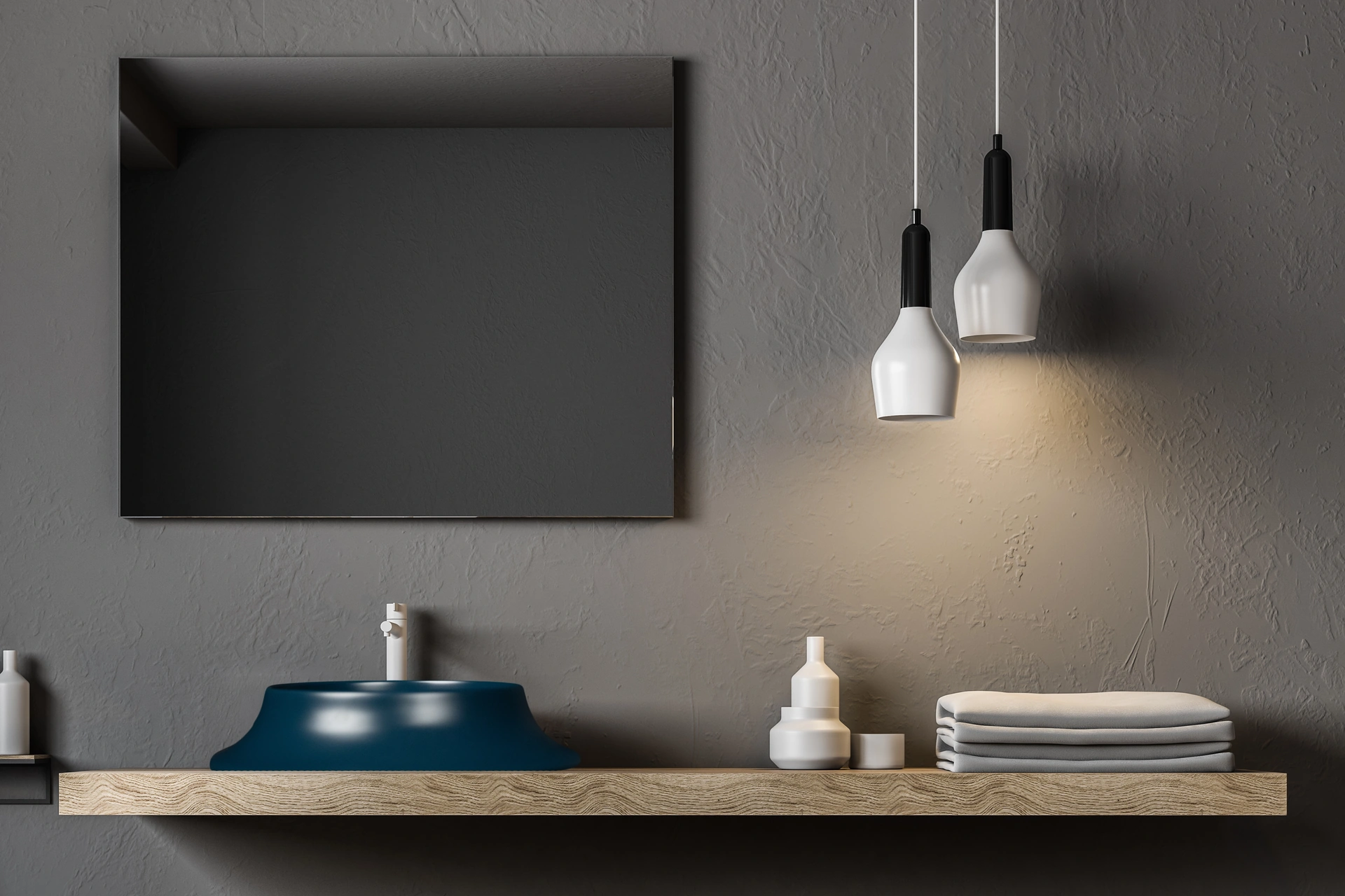 Pearl Volcano Matt Rain Blue Solid Lavabo Mavi