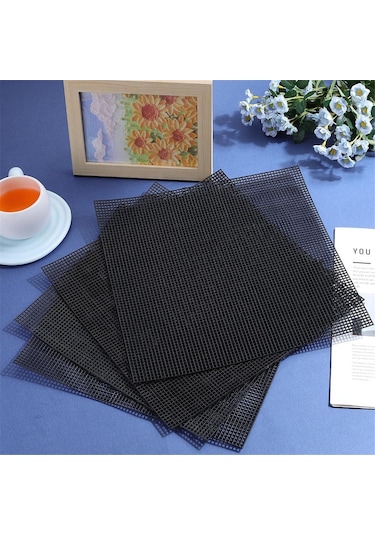 Plastik Kanvas Sayfa Kare Örgü Sayfa Siyah Plastik İğne Oyası