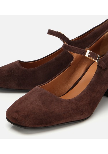 Hotiç Kadın Süet Deri Mary Jane Kahverengi Kalın Topuklu Ayakkabı 01ayh317660a480 01ayh317660a480 Kahverengi