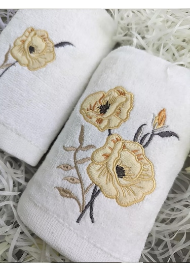 Cherir 2 Parçalı Nakışlı Havlu Seti 211845946 Beyaz