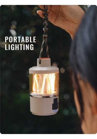 Teltree Taşınabilir Led Kamp Lambası, Usb Şarjlı, Ayarlanabilir Parlaklık, Çadır Ve Ev Kullanımı İçin Beyaz