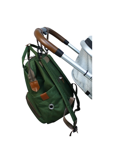 Stylo Monaco Baby Bag Baskılı Anne Bebek Bakım ve Sırt Çantası Haki