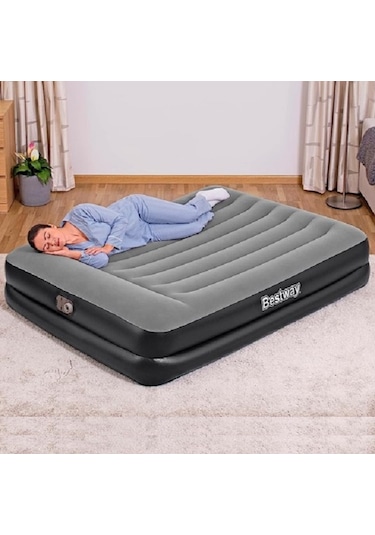 Bestway Pavillo 67403 Çift Kişilik Şişme Yatak Pompa 203x152x38 Gri - Siyah