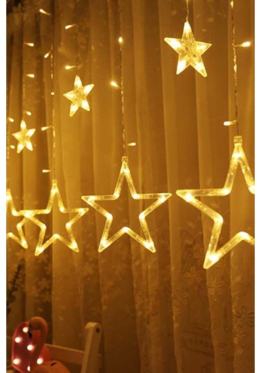 Dekoratif Yıldızlı Perde Fişli Led Işık Gün Işığı