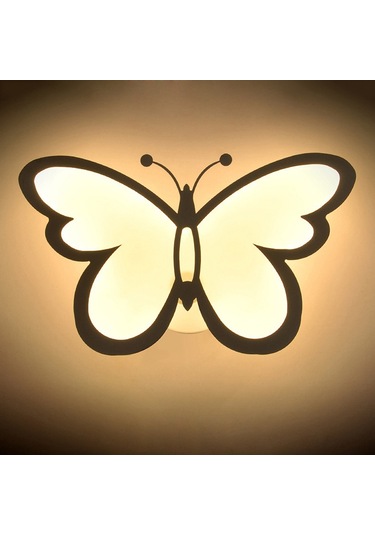 Skycity Led Mavi Kelebek Duvar Lambası - Yatak Odası Koridor Dekorasyonu - Isı Beyazı 12w Akrilik Tasarım Ilık Beyaz