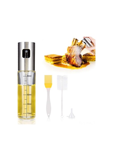 Padalink 100ml Cam Zeytinyağı Spreyi Seti 2 Adet - Paslanmaz Çelik Başlıklı, Salata, Izgaralı Yemekler İçin Kontrollü Yağ Dağıtıcı, Pişirme Ve Fırında Kullanım Çok Renkli