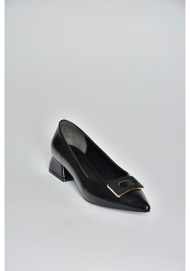 Fox Shoes V820371160 Siyah Rustik Kalın Topuklu Kadın Ayakkabı Siyah