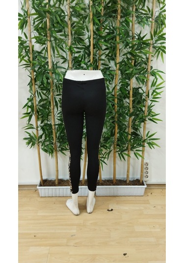 Kadın Yüksek Bel Yanları Leopar Şerit Detay Dalgıç Tayt