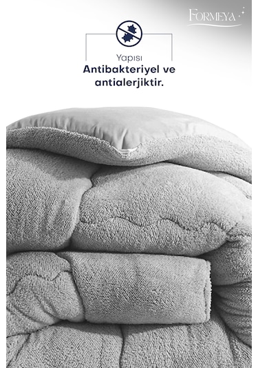 Formeya Lüx Çift Taraflı Welsoft Tek Kişilik Yorgan Gri