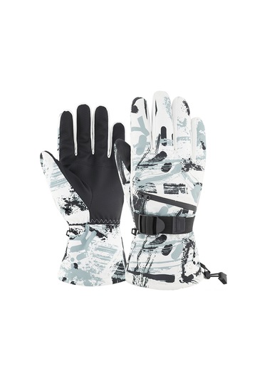 Geeksen Kışlık Erkek Kadın Çiftler İçin Isı Sağlayan Dokunmatik Ekranlı Su Geçirmez Bisiklet Eldiveni Beyaz Xl Beyaz