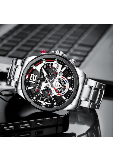 Curren 8395 Çelik Kayışlı Quartz Kol Saati Siyah-Gümüş