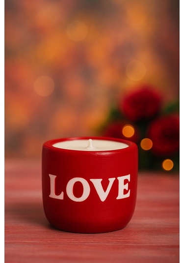 Dekoratif Kokulu Mum Love Kirmızı