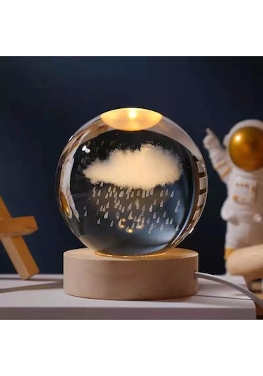 Bulut Ve Yağmur Tasarımlı Işıklı Cam Küre Tdrtr Sezonsuz