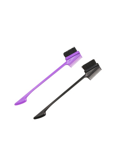 Lemestar Çift Uçlu Plastik/fiber Makyaj Fırçası - Kaş, Kirpik Ve Saç Tarama, Bölme Ve Düzenleme İşlevi - Rastgele Renk