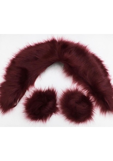 Kürk Yaka / Yaka Kürkü Kollu Takım Bordo Bordo