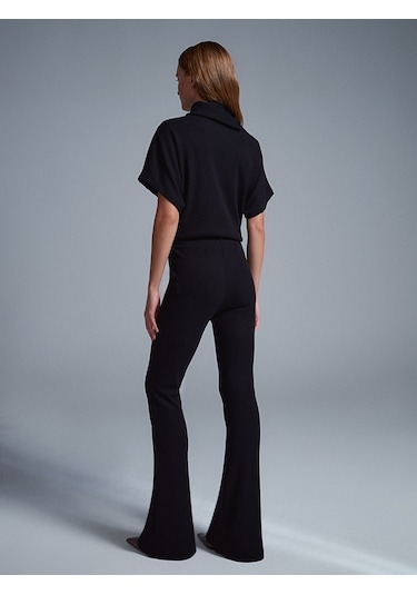 71910 Yüksek Bel Örme Pantolon-siyah Siyah