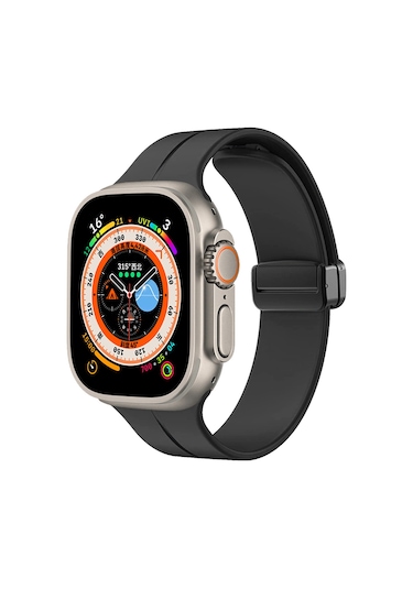 Adige  Apple Uyumlu  Watch  10 46mm Kordon Kayış Silikon D-buckle Mıknatıslı