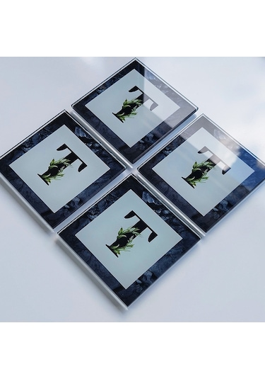 Decorita Cam Bardak Altlığı T Harfli Tasarım 4'lü Takım 10 x 10 CM Çok Renkli
