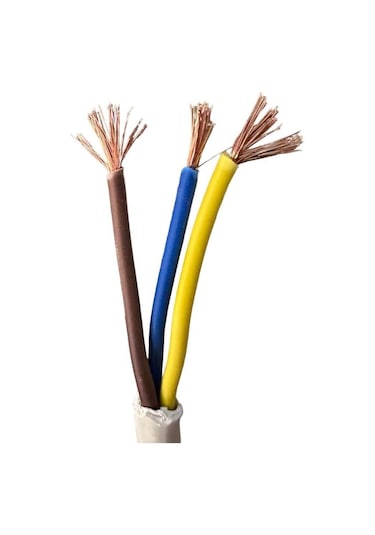 3 Metre 3x2,5 Mm Cca Ttr Tekli Beyaz Seyyar Elektrik Kablosu