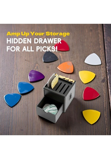 Qingmipy Siyah Pla Simülasyon Hoparlör Gitar Pena Saklama Kutusu Masaüstü Dekoratif Hediyelik Aksesuar 5x5x5 Cm