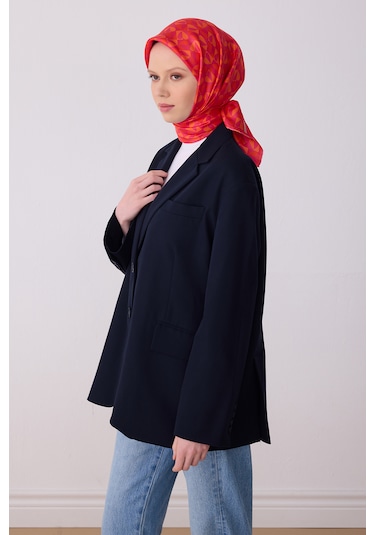 Belli Twill İpek Eşarp 4322-31 Kırmızı Kırmızı - Turuncu