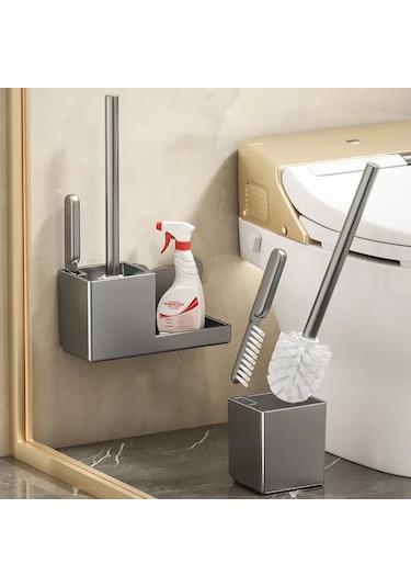 Konesam Duvarlı Tuvalet Fırçası Seti - Delme Yok Kurulum, Örtüşmeyen Temizlik, Hafif Depolama Rakı, Modern Siyah Tasarım Diğer