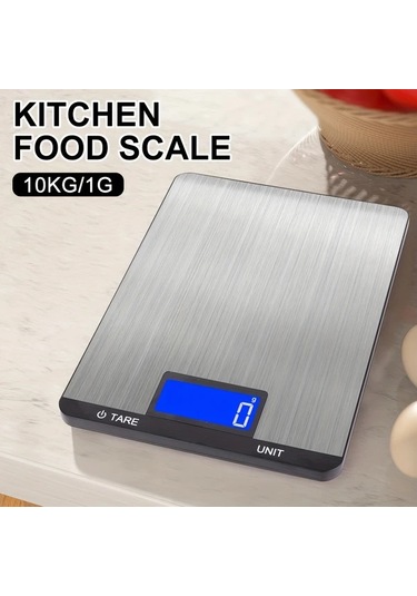 Xuweiwei 1 Adet Paslanmaz Çelik Gümüş Rengi Mutfak Terazisi Hassas Gram Ölçüm Gümüşi