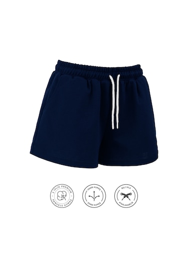 Elemge Kadın Pamuklu Lacivert Beli Ipli Şort Günlük Basic Regular Fit Cepli Normal Bel Rahat Esnek 2 Iplik Elemge Kadın Pamuklu Lacivert Beli Ipli Şort Günlük Basic Regular Fit Cepli Normal Bel Rahat Esnek 2 Iplik