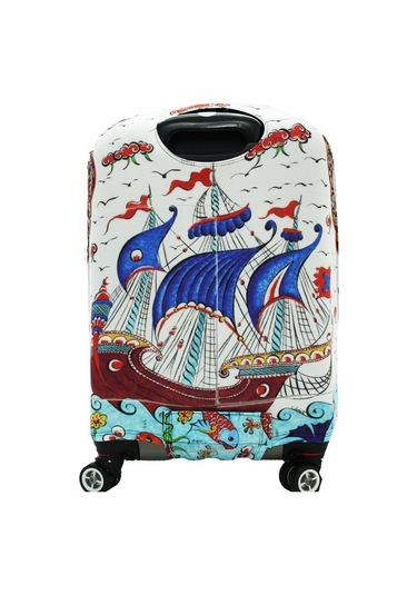 My Saraciye 57 Valiz Kılıfı, Bavul Kılıfı - Çini Gemi 57 Çok Renkli
