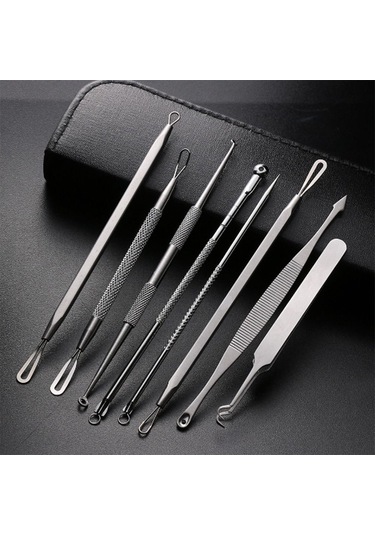 8 Adet/takım Paslanmaz Çelik Sivilce İğne Yüz Cilt Bakımı Siyah Nokta Sivilce Sökücü Komedon Akne Çıkarıcı Leke Tedavileri