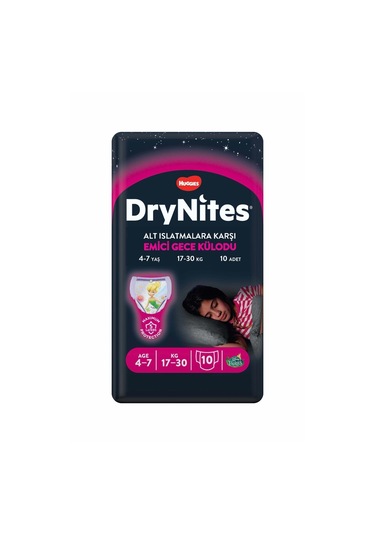 DryNites Huggies Emici Gece Külodu Kız 4-7 Yaş 17-30 Kg 10'lu