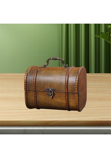 Homyl Biblo Kutusu Menteşeli Hazine Sandığı Süs Ahşap Kahverengi