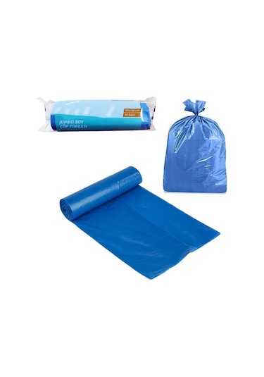 Çöp Torbası Jumbo Boy Mavi Çöp Poşeti 10'lu x 5 Paket