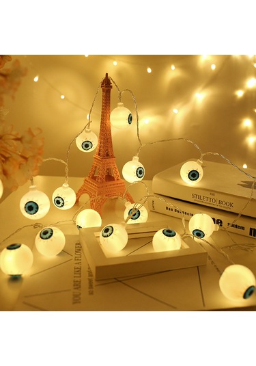 Suofeng Halloween İçin 2m 10 Led Göz Modeli Işık Zinciri, 2xaa Pil İle Çalışır, Çok Renkli Efekt, Dekorasyon Işığı