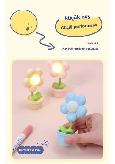 Yeni Mini Çiçek Göz Koruması Gece Lambası-pembe Açık Pembe