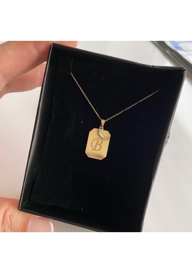 Simurg Jewellery 14 Ayar Altın Harfli Plaka Kolye