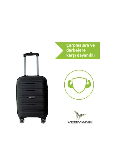 Vegmann Polipropilen Pp Atlas Siyah Kabin Boy Valiz Siyah