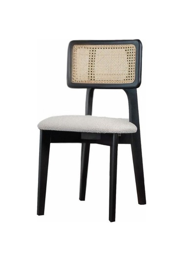 Zeus Hazeranlı Ahşap Bohem Sandalye Siyah - Beyaz