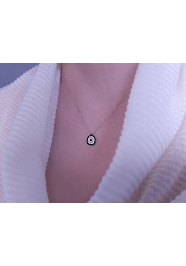 Sirius Safir ve Pırlanta Taşlı Nazar Boncuklu Kolye 0801P0019